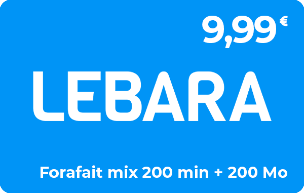 Lebara Mobile Forfait mix 200 min + 200 Mo