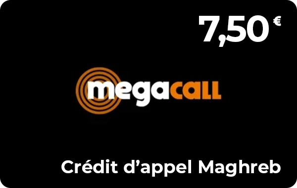 Megacall Maghreb crédit d'appel 7,50 €
